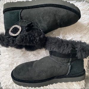 Black mid fluffy authentic uggs